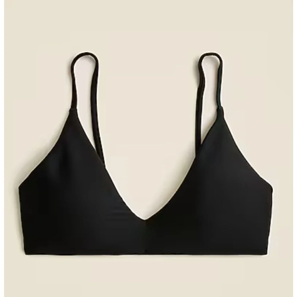 J Crew Lana Bikini Top Classic Sculpt M NWT Black Swim CI681 J.Crew